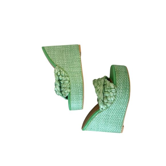 LEMONADE Green Platform Braided Wedges Sandals Size 9 - Picture 10 of 11